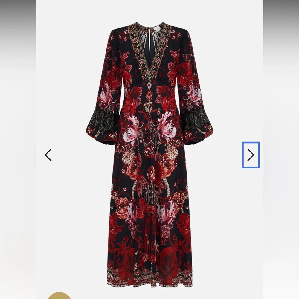 Camilla SISTERHOOD OF THE ROSE
BLOUSON SLEEVE V NECK
DRESS W LACE - Picture 6 of 9